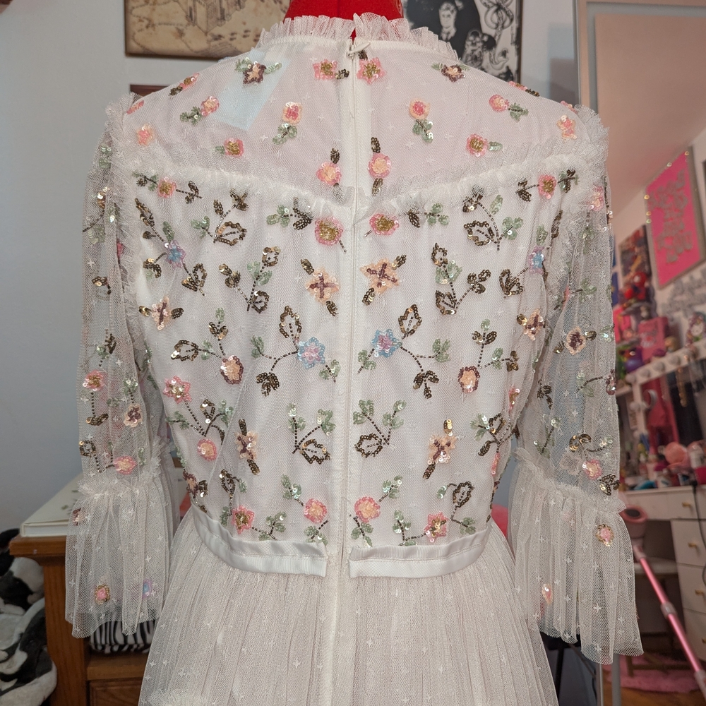 Floral Embroidered Sheer Dress - Picture 6 of 8